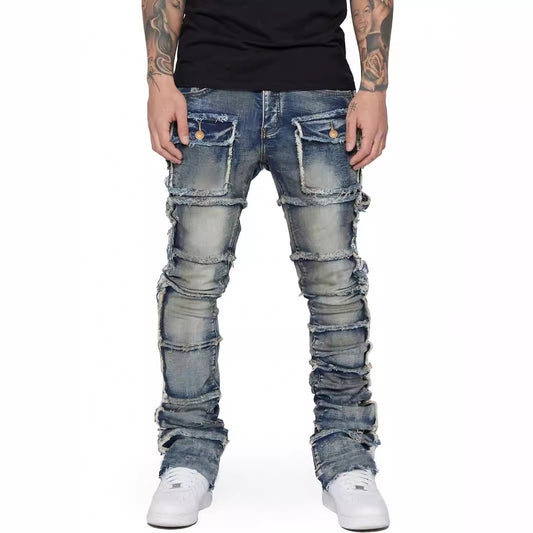 Men's Denim Straight-leg Overalls European And American Fashion